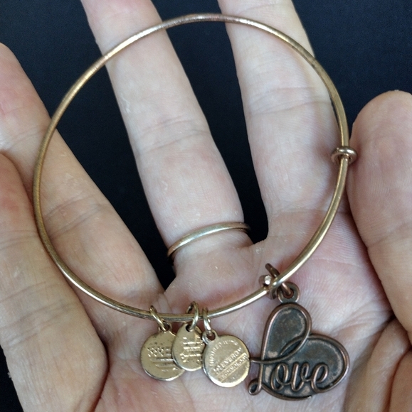 Alex and Ani Rose Gold Heart Charm Bracelet - Picture 1 of 6